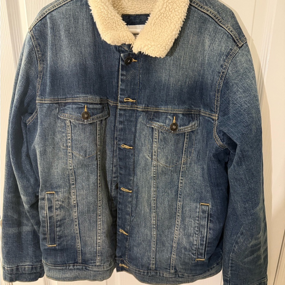 Goodfellow & Co Blue Denim Jacket with Sherpa Collar